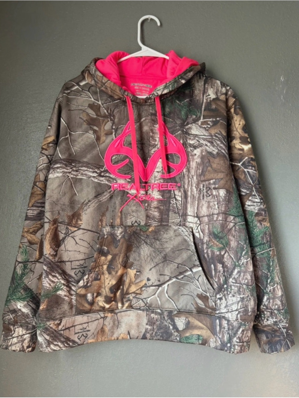 Realtree Camo Hoodie with Hot Pink Hood and Drawstrings